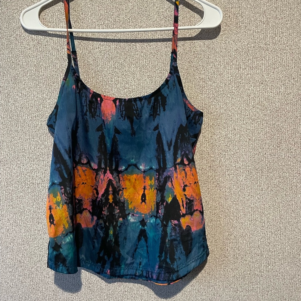 Hurley Womens Blue Orange Tie Dye Abstract Print Cami Tank‎ Top Small